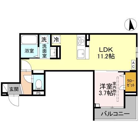フローリッシュ(1LDK/2階)の間取り写真