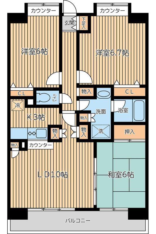 CITY SPIRE西葛西(3LDK/3階)の間取り写真