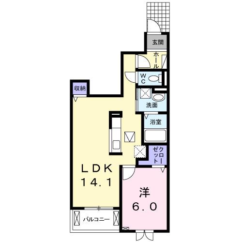 アフターヌーンベル(1LDK/1階)の間取り写真