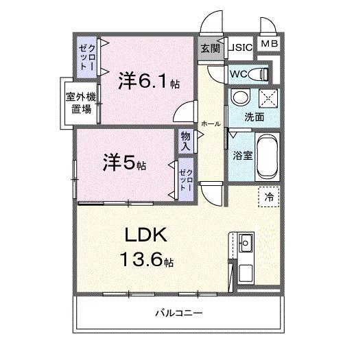 ヴィオラ住吉ノ杜(2LDK/3階)の間取り写真