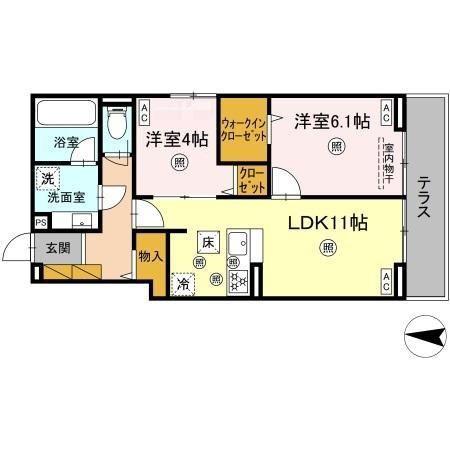 B-KUBUS(2LDK/1階)の間取り写真