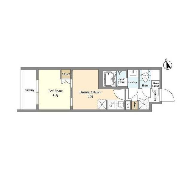 ベルファース三軒茶屋(1DK/2階)の間取り写真