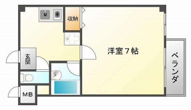 HILLTOP千里山(1K/2階)の間取り写真