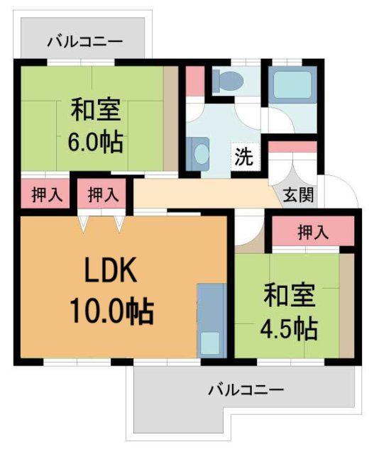 UR中山五月台8号棟(2LDK/4階)の間取り写真