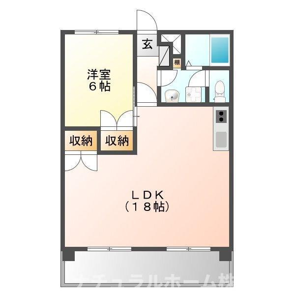 エリシオン馬見塚(1LDK/2階)の間取り写真