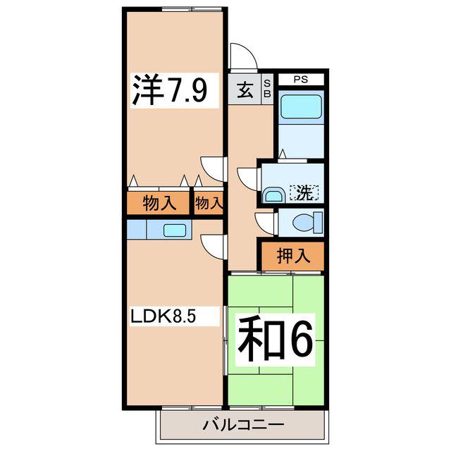 ハイツ 中沢(2LDK/2階)の間取り写真