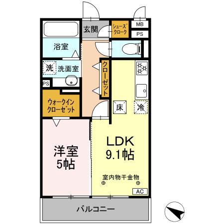 GRAND DーROOM 刈谷下重原(1LDK/1階)の間取り写真