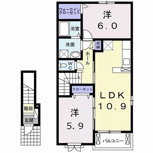 ベルブランカI(2LDK/2階)の間取り写真