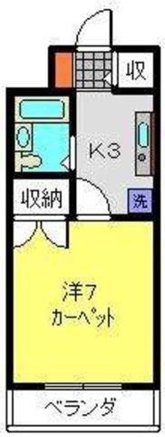 ヨコハマポートマンション(1K/2階)の間取り写真