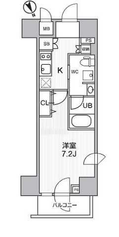 ステージファースト浅草橋II(1K/8階)の間取り写真
