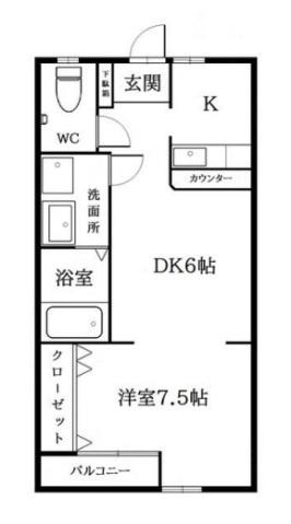 第六木下グリーンハイツ(1LDK/2階)の間取り写真