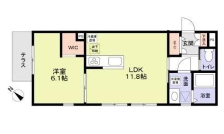 N ベラフォスタ小山(1LDK/1階)の間取り写真