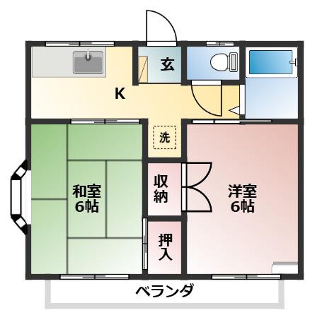 コーポみどり(2K/1階)の間取り写真