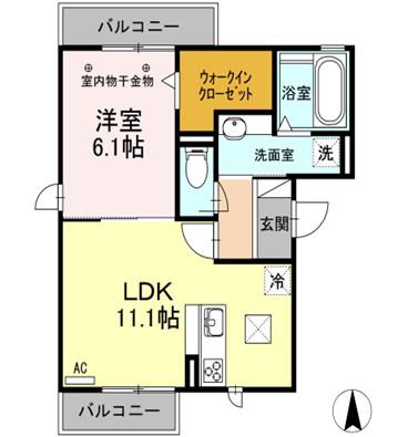 コンフォルティア(1LDK/2階)の間取り写真