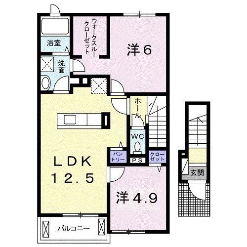 リオコリーナC(2LDK/2階)の間取り写真