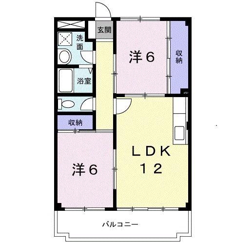 グレイス小山A棟(2LDK/1階)の間取り写真