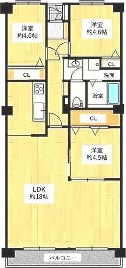 泉サンハイツ(3LDK/4階)の間取り写真