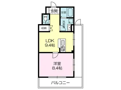コンフォート武庫川(1LDK/1階)の間取り写真