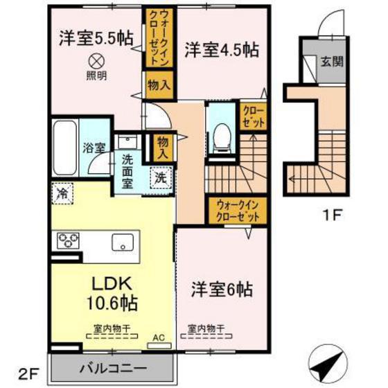 クレール鳥(3LDK/2階)の間取り写真
