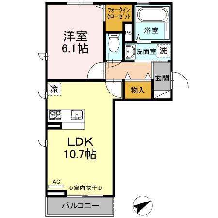 セジュール夢(1LDK/3階)の間取り写真