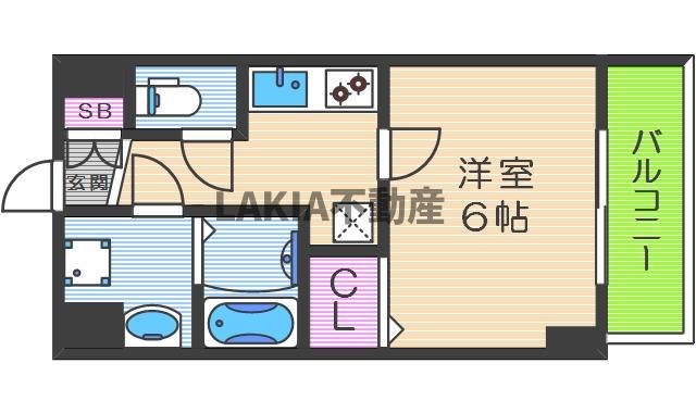 グランパシフィック松虫通(1K/2階)の間取り写真