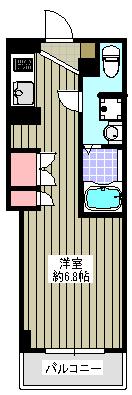 アオキビル(ワンルーム/4階)の間取り写真