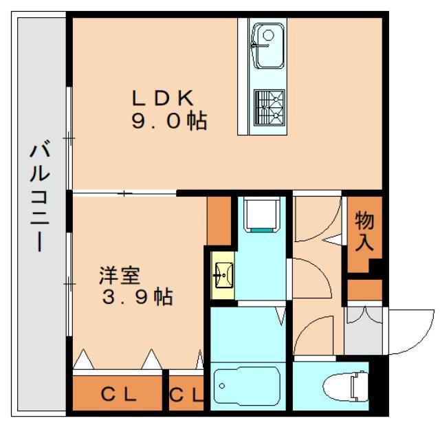 ラ・ルート若宮(1LDK/1階)の間取り写真
