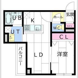 CARRERA環状通東(1LDK/2階)の間取り写真