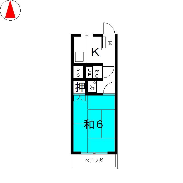 コーポ梅白(1K/2階)の間取り写真