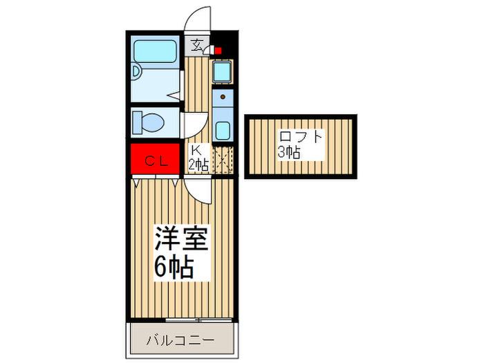 グローリーハイツI(1K/2階)の間取り写真