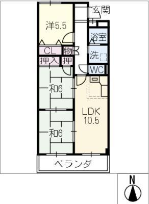 ベルビレッジ上汐田(3LDK/3階)の間取り写真