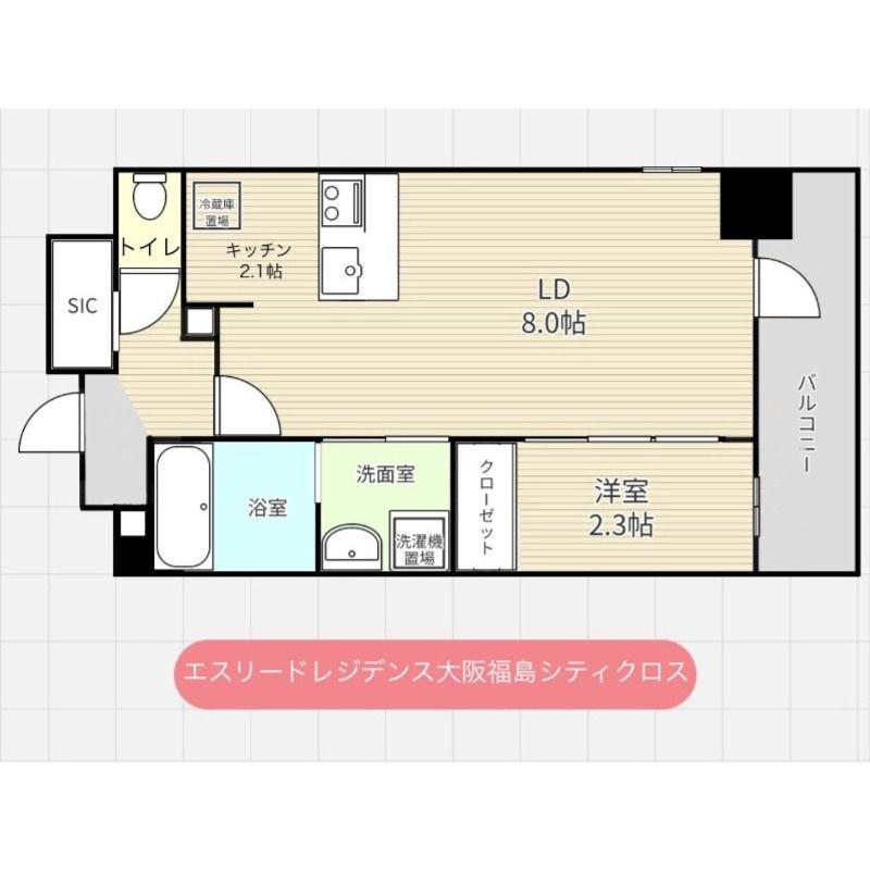 エスリードレジデンス大阪福島シティクロス(1LDK/9階)の間取り写真