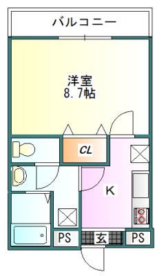 WHITIA COURT 三田横山(1K/3階)の間取り写真