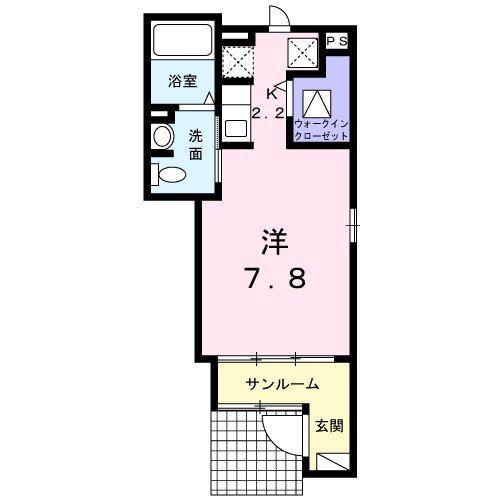 アヴニール(1K/1階)の間取り写真