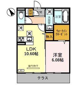 レジデンスコート栗東(1LDK/2階)の間取り写真