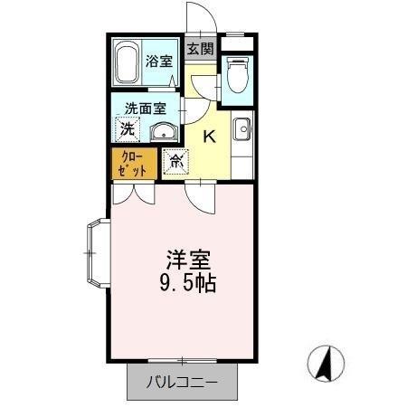 グリーンヒル(1K/2階)の間取り写真
