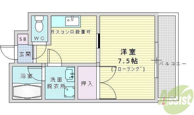 ビューテラスアタゴ(1K/1階)の間取り写真