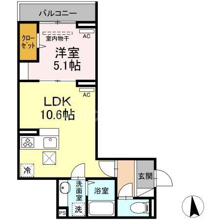 セレスティア扇I(1LDK/3階)の間取り写真