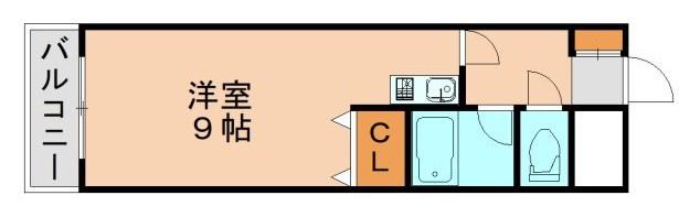 筥松パークマンション(ワンルーム/3階)の間取り写真