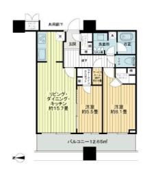 パークタワーグランスカイ(2LDK/17階)の間取り写真
