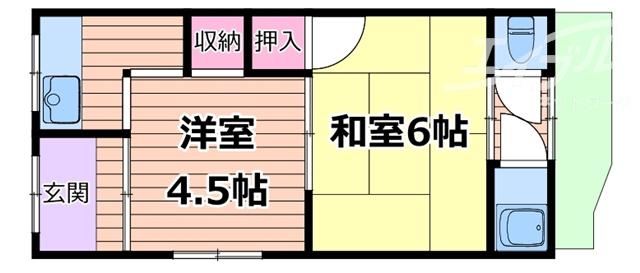斉藤ハイツ(1DK/1階)の間取り写真