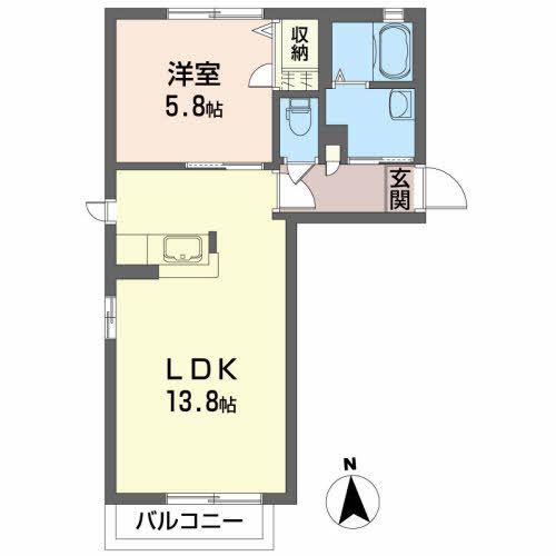 ソレイユA(1LDK/2階)の間取り写真