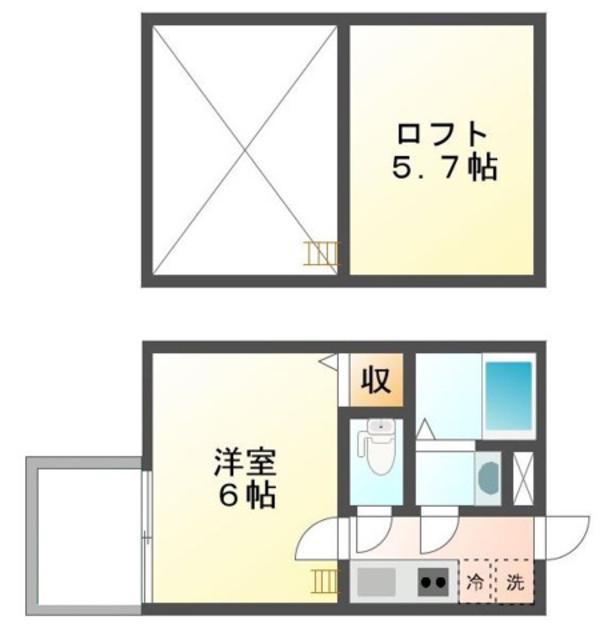 ロフティ四条大宮(1K/1階)の間取り写真