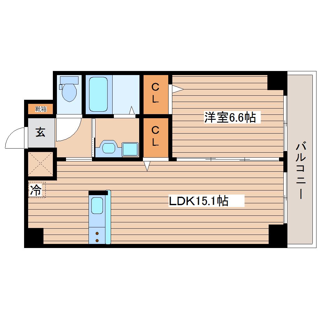CIRCLEIII長町(1LDK/10階)の間取り写真