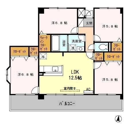 グランディル山王(4LDK/2階)の間取り写真