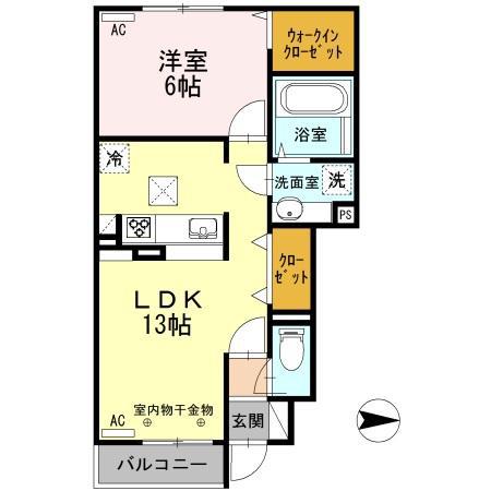 セジュール桜羅(1LDK/1階)の間取り写真