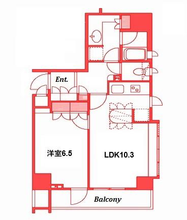 アーデル山下公園(1LDK/5階)の間取り写真