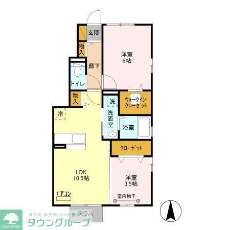 プリウス大曽根B(2LDK/1階)の間取り写真