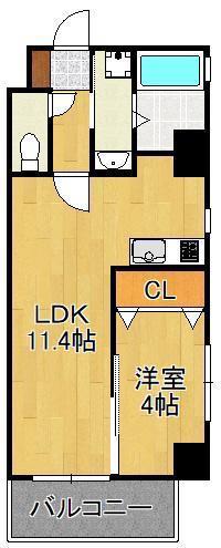 ニューアンジュ下曽根(1LDK/9階)の間取り写真