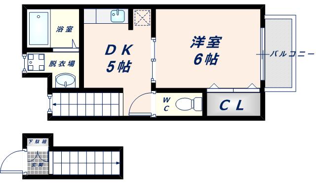 サンライズ(1DK/2階)の間取り写真